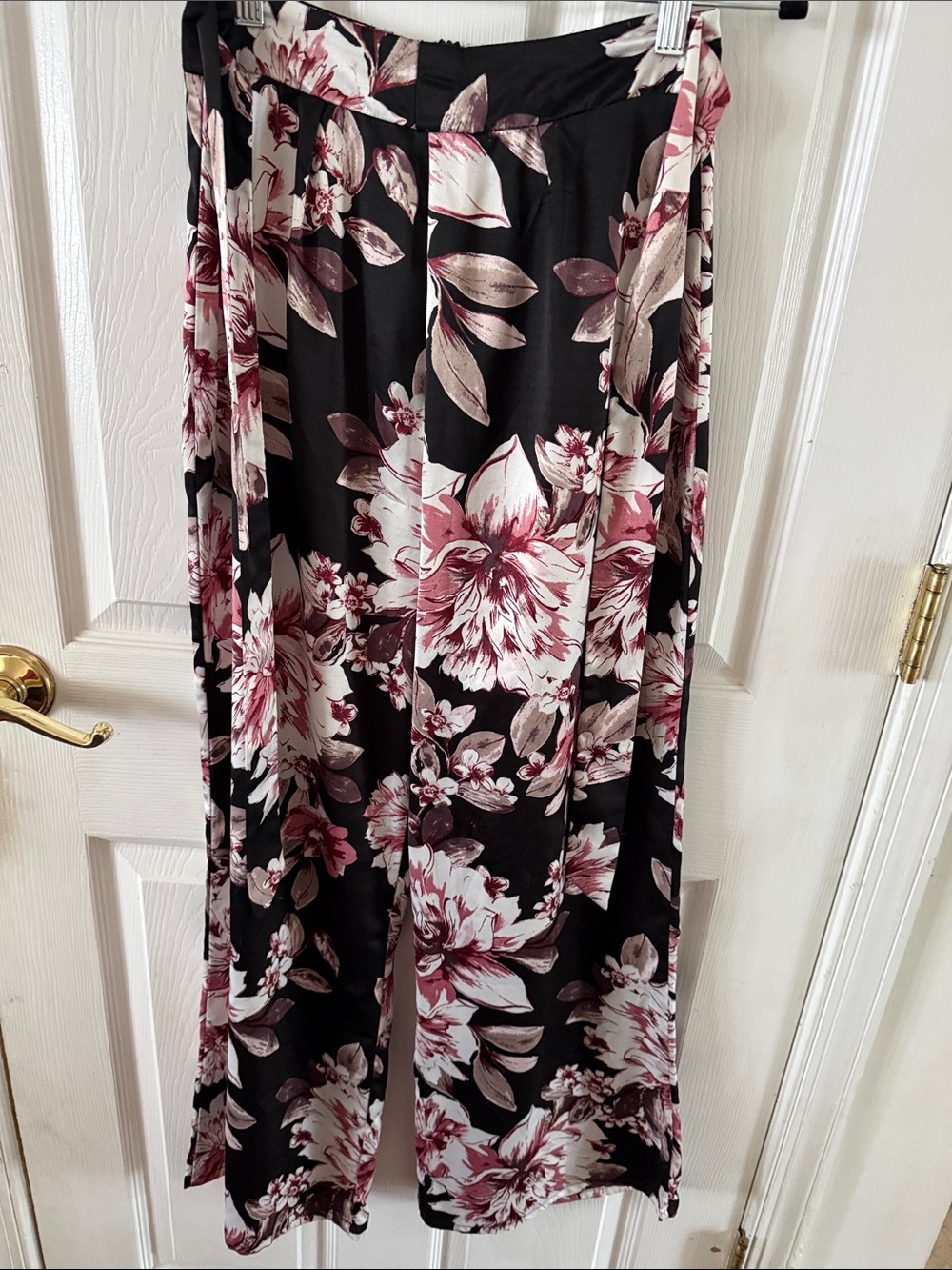 Charlotte Russe Black Maxi Wrap Skirt with Pink Floral Print